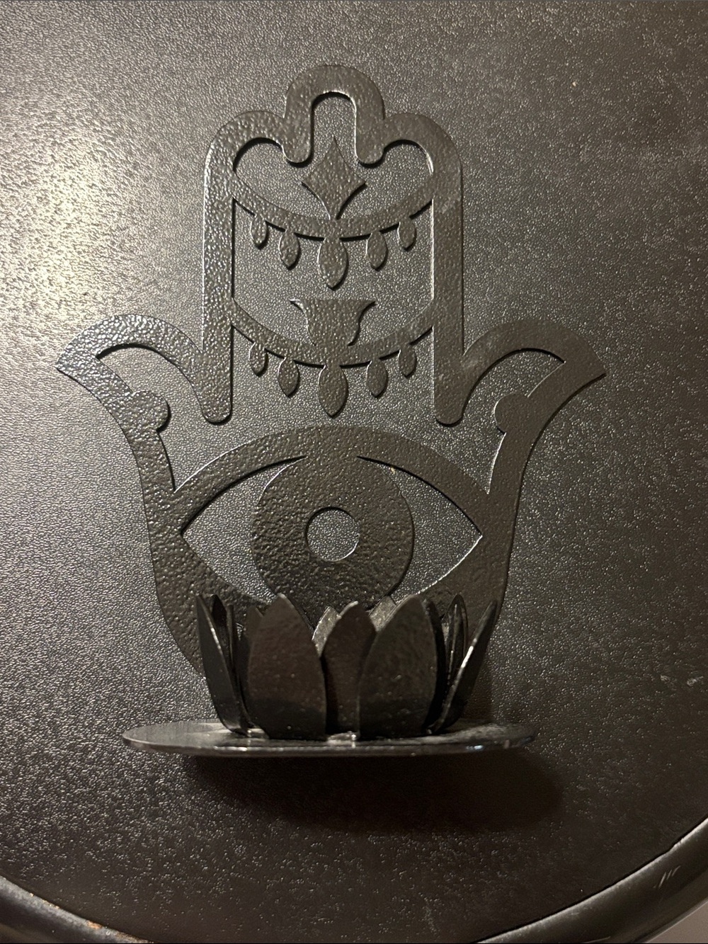 Black Hamsa Metal Candle Holder - Decorative Lotus Candle holder